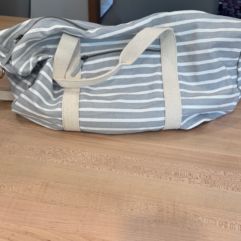 Classic Striped Canvas Duffel Bag
